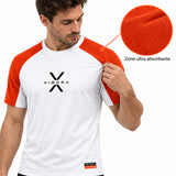 Breathable t-shirt with absorbent zones on the shoulders